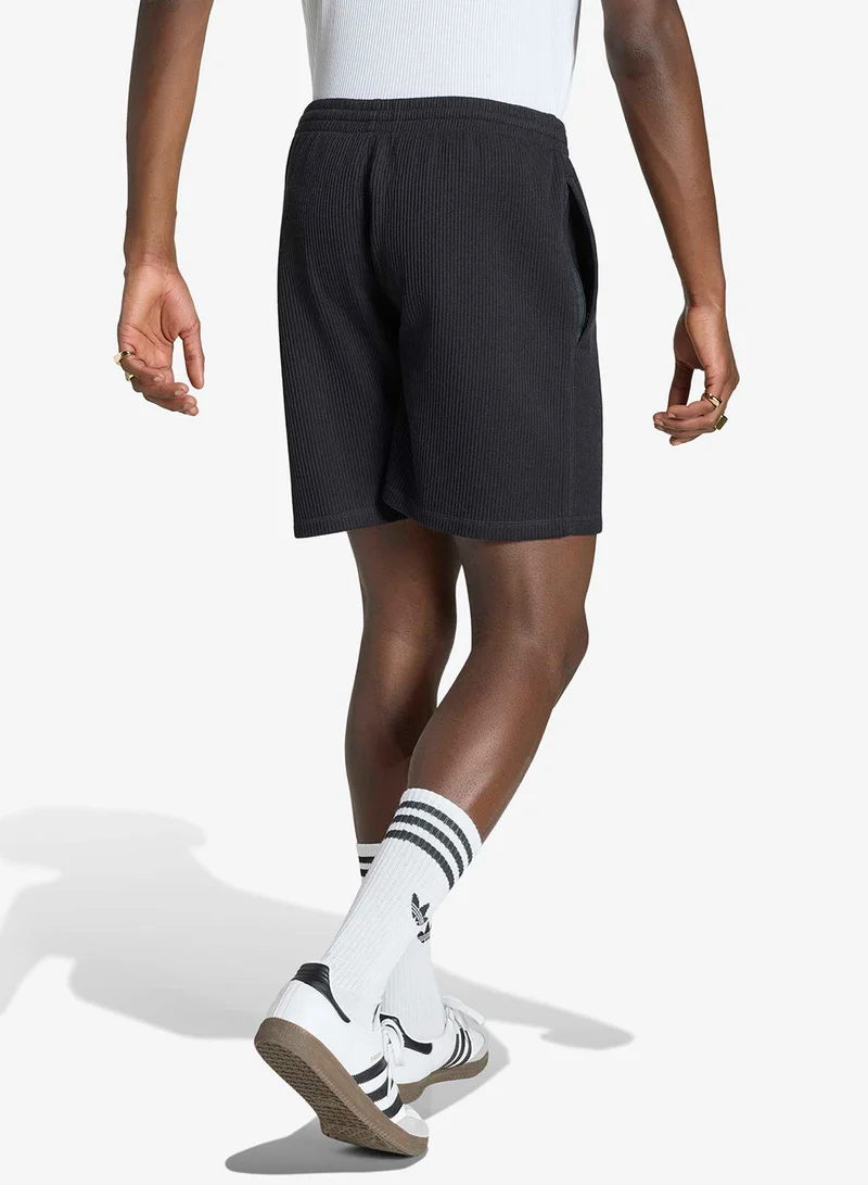 Adidas Originals BLACK Trefoil Essential Waffle Shorts for Men | Best Price UAE