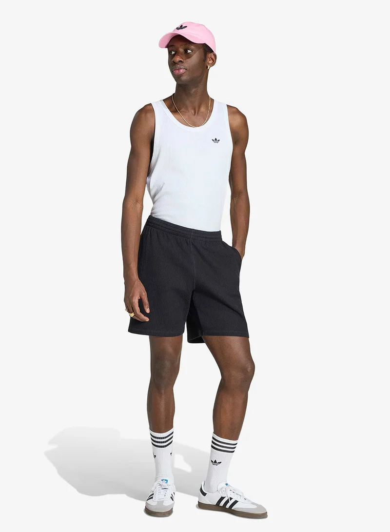 Adidas Originals BLACK Trefoil Essential Waffle Shorts for Men | Best Price UAE
