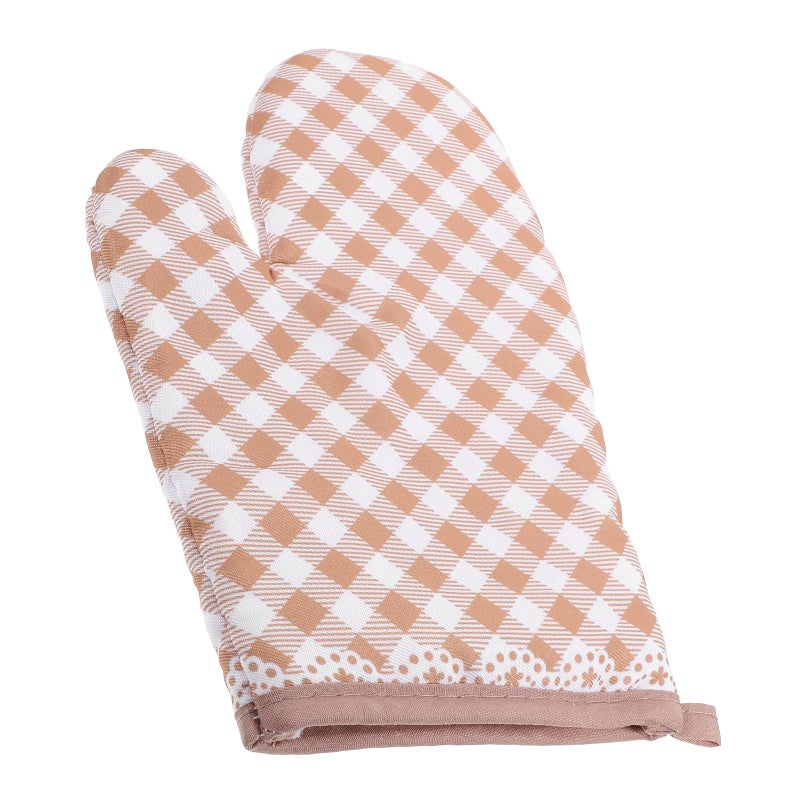 Heat Resistant Oven Mitts Thickened Cotton Kitchen Gloves For Baking Microwave Coffee Color - Image 2