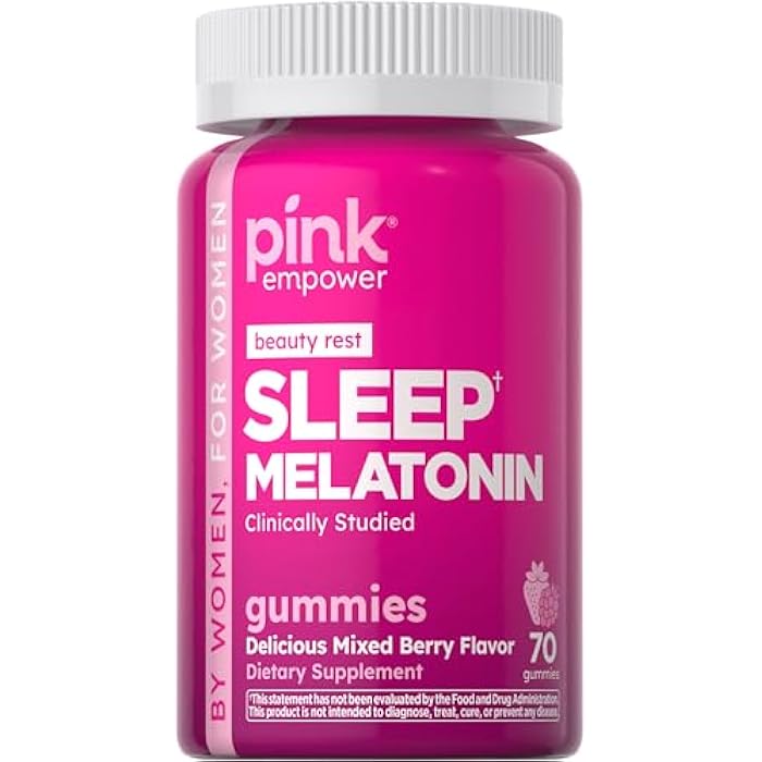 PINK Melatonin Gummies 10mg | Max Potency | Mixed Berry Flavor | Vegan, Non-GMO & Gluten Free Supplement - Image 1