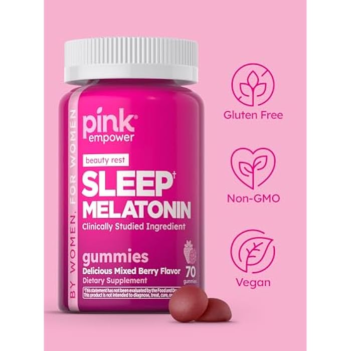 PINK Melatonin Gummies 10mg | Max Potency | Mixed Berry Flavor | Vegan, Non-GMO & Gluten Free Supplement - Image 5