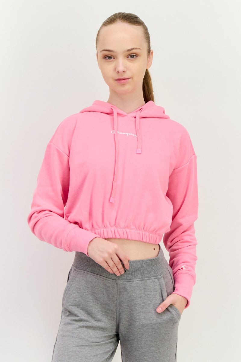 Champion سويت شيرت خارجي طويل الأكمام مخصص للنساء، وردي - Image 1