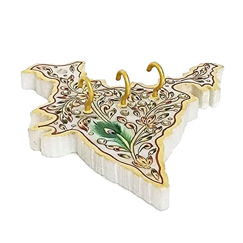 Handicraft Kingdom Marble Key Holder Organizer For Home Office Wall Dcor With Wood Clock Handmade 3 Hooks Hanger For Christmas New Year Rack For Gift Approx Size 6 Inch Wt 400 Gm Pack Of 2  - Image 4