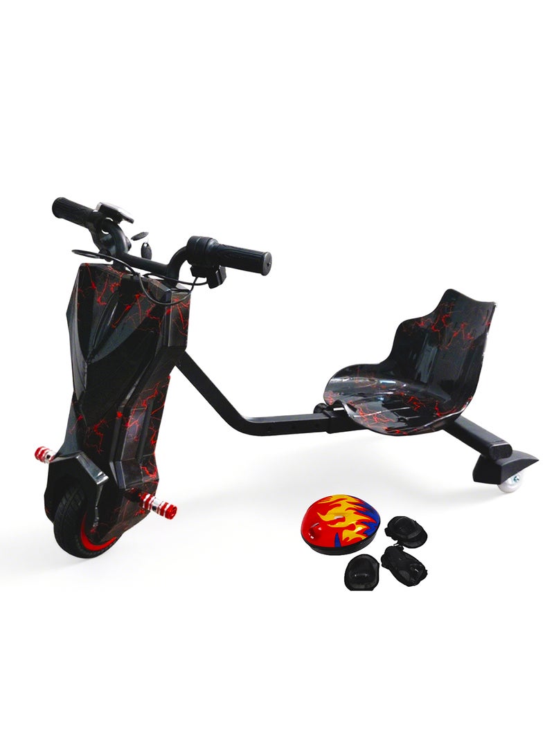 Bebi Mini 36V High-Power 360° Electric Stunt Drifting Scooter For Kids & Adults - Adjustable Body With Bluetooth & Protective Gear, 3 Speed Modes, 250W Brushless Motor, 8-15 Km/H With 80 Kg Load, Age 6+ - Electric Black Red - Image 1