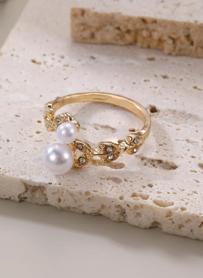 تايك تو خاتم مزين بفصوص ولؤلؤ صناعي