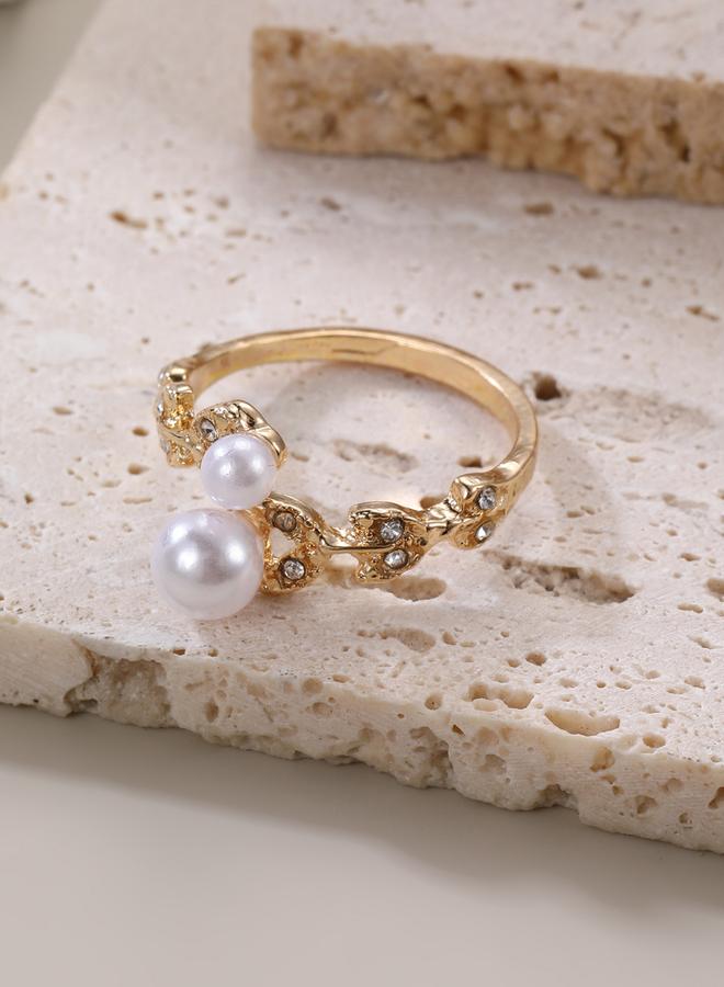 Take Two Rhinestone Faux Pearl Embellished Ring - Image 1