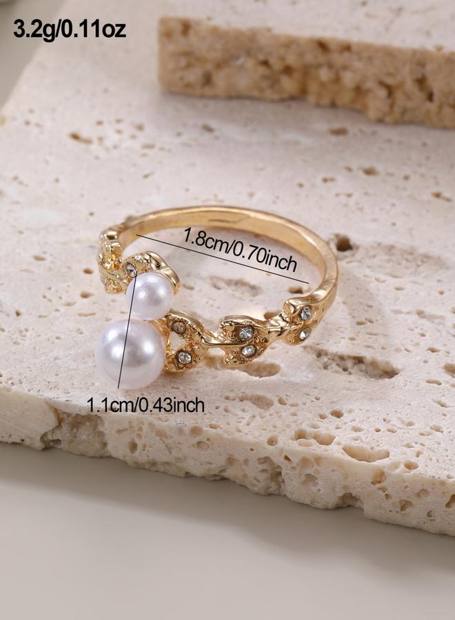 Take Two Rhinestone Faux Pearl Embellished Ring - Image 3