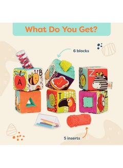 B. Toys Soft Fabric Building Blocks For Toddlers Educational Alphabet Blocks With Textured Shapes Stack & Play Abc Blocks For 6 Months+  - Image 4