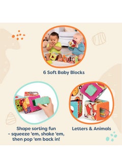 B. Toys Soft Fabric Building Blocks For Toddlers Educational Alphabet Blocks With Textured Shapes Stack & Play Abc Blocks For 6 Months+  - Image 2