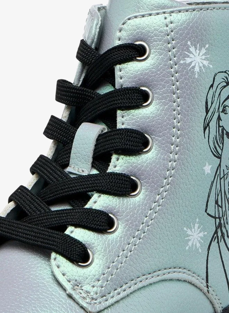 Disney SILVER Elsa Print Ankle Boots with Zip Closure and Pull Tabs for Women | Best Price UAE