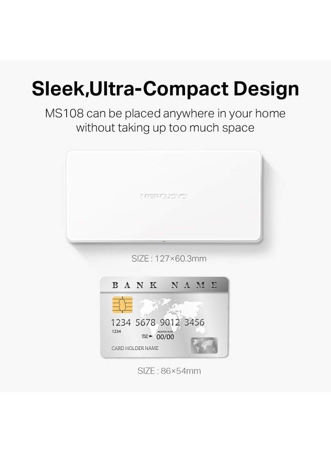 ميركوسيس محول/محور إيثرنت لسطح المكتب مزود بـ 8 منافذ بسرعة 10/100 ميجابت في الثانية، بتصميم فائق الصغر، سهل التوصيل والتشغيل، لا يتطلب أي تهيئة (MS108) - Image 4