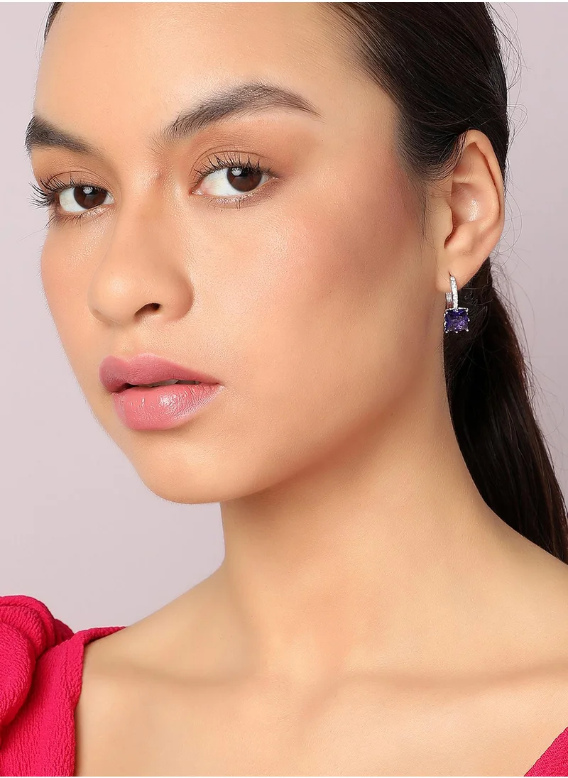 SOHI Purple Stone American Diamond Earrings