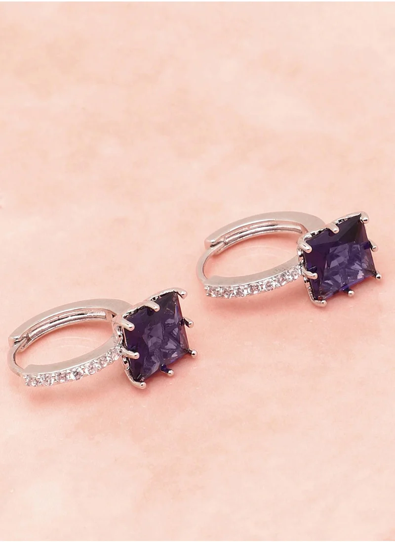 SOHI Purple Stone American Diamond Earrings