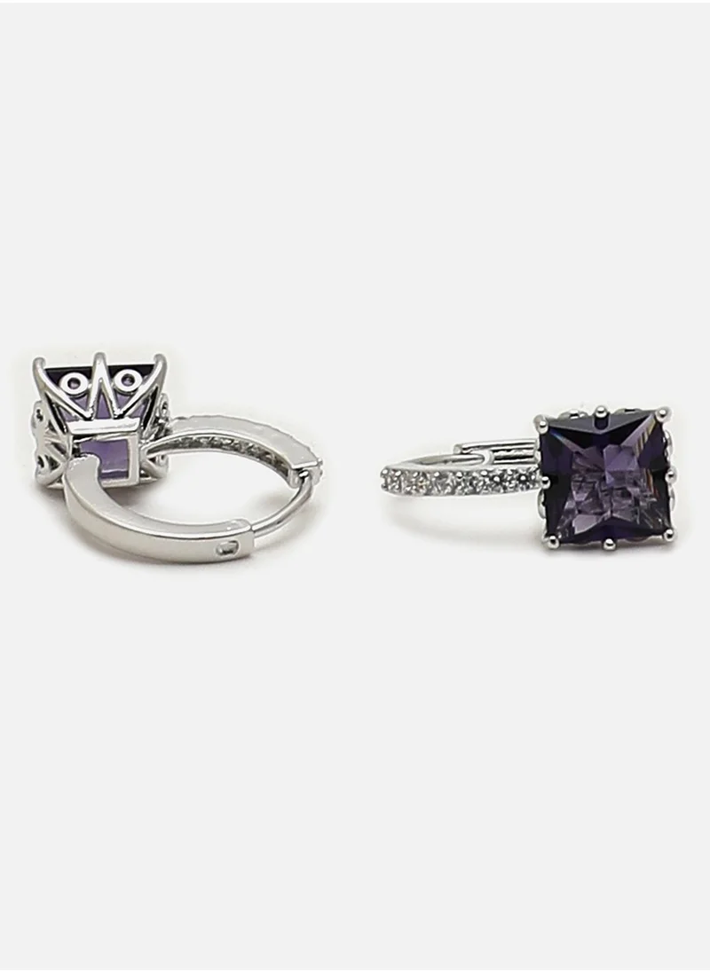 SOHI Purple Stone American Diamond Earrings