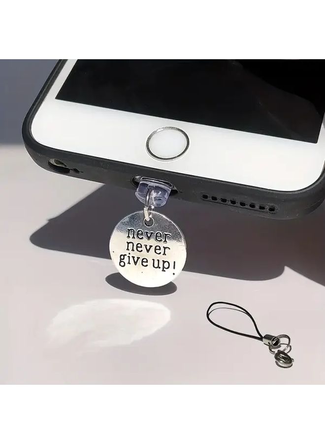 Never Give Up Motivational Anti Dust Plug For iPhone Type C Aluminum Alloy - Image 1