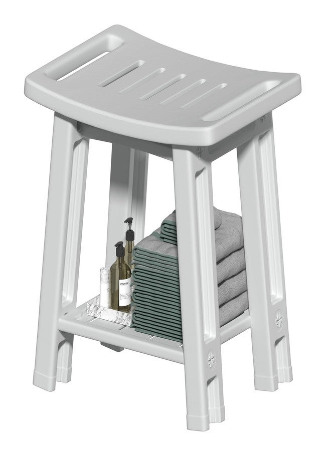 Lnmuzm Shower Chair for Inside Shower, 400 lbs Shower Stool with Anti-Slip Foot Covers, HDPE Shower Seat for Bathroom, Bench Bath Chair for Adults, Elderly and Disabled, Light Gray - Image 1