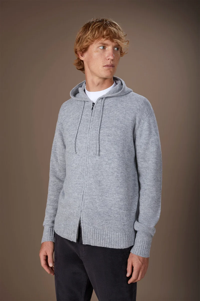 Doppelganger Men's regular fit lambswool blend knitted sweatshirt - Grey