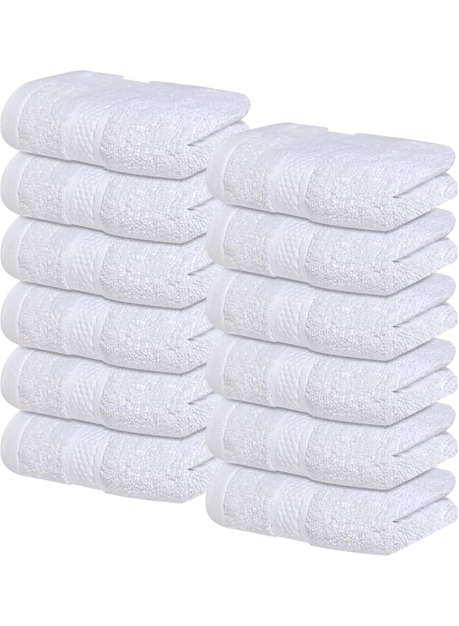 The Bros [12 Pack] Premium White Wash Cloths and Face Towels, 33cm x 33cm 100% Cotton, Soft and Absorbent Washcloths Set - Perfect for Bathroom, Gym, and Spa - Image 1