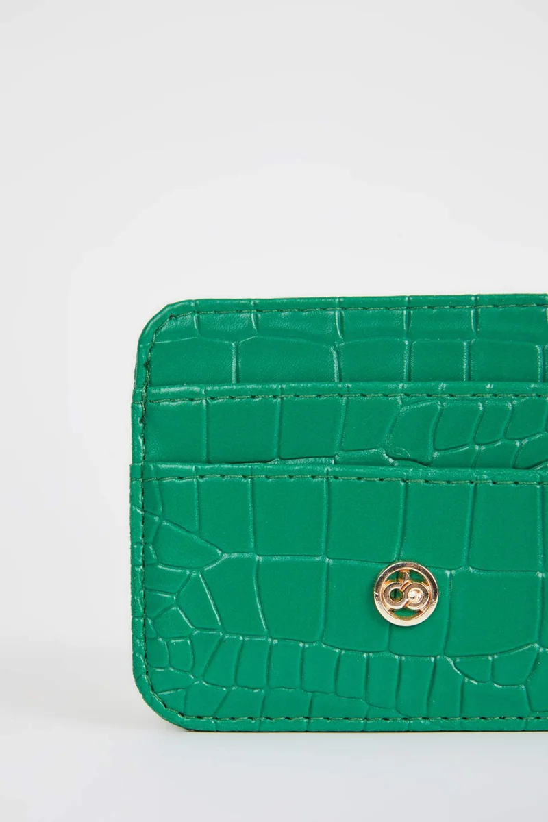 ديفاكتو Women's Faux Leather Croco Card Holder