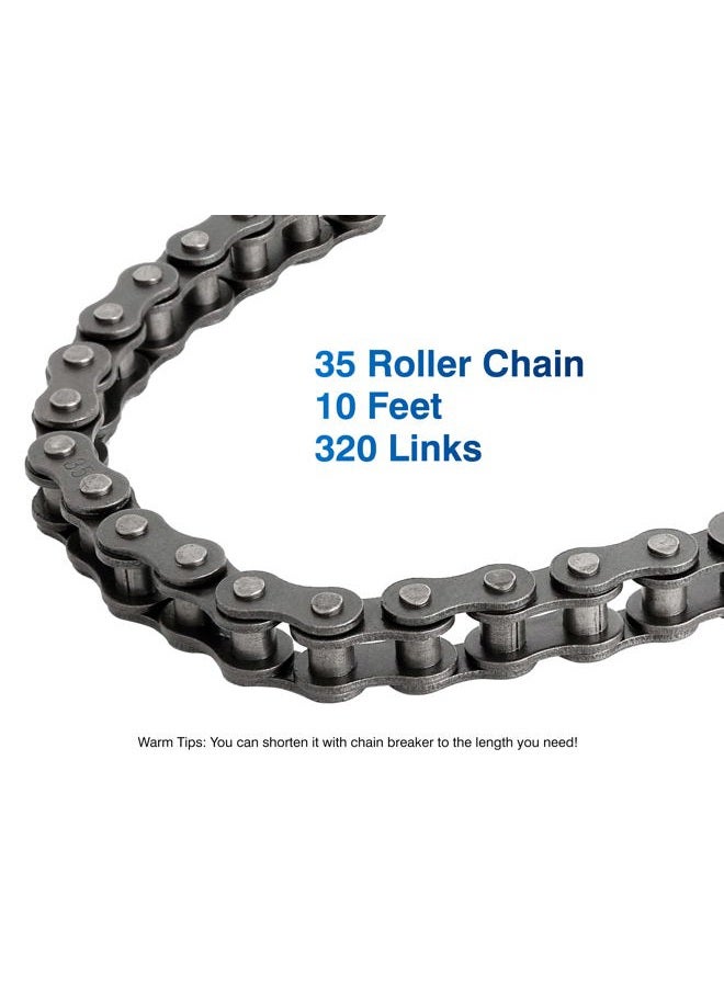 Belleone #35 Roller Chain 10 Feet -320 Links #35 Chain with Chain Breaker & 5 Connecting Links for Go Karts, Motorcycles, Mini Bikes, Bycicles, Other Home and Industrial Machinery - Image 2