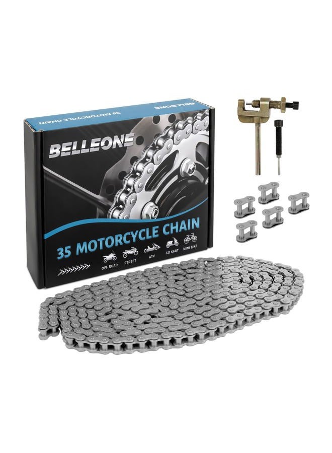 Belleone #35 Roller Chain 10 Feet -320 Links #35 Chain with Chain Breaker & 5 Connecting Links for Go Karts, Motorcycles, Mini Bikes, Bycicles, Other Home and Industrial Machinery - Image 1