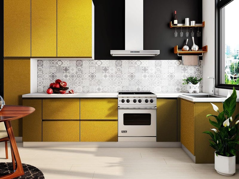 SUNBIRD Kitchen Oil Proof Sticker Waterproof Wallpaper Aluminum foil Stickers Contact Paper, Self-Adhesive Backsplash Heat Resistant Sheet for Kitchen (12 X 48 Inch, Solid Gold) - Image 5