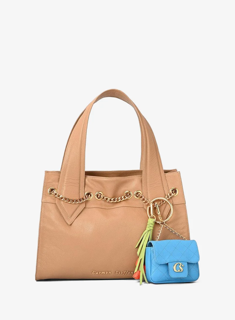 Carmen Steffens  Beige Camel Shoulder Bag with Charm Bag for Women | Best Price UAE