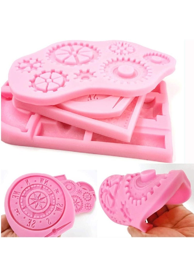 4 Pcs Steampunk Gear Silicone Clock Wheel Watch Candy Mold Chocolate Sugarcraft Cake Decoration Fondant Polymer Clay Crafting Projects Craft Moulds Decorating Tools - Image 2