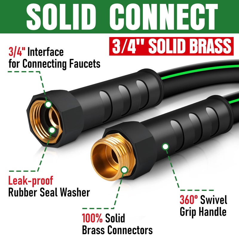 EOOIO Heavy Duty Garden Hose 25ft, NON-EXPANDABLE Flexible Water Hose, Kink Resistant Lightweight Hybrid Hose, Leakproof Hose Male to Female Fittings - Image 3