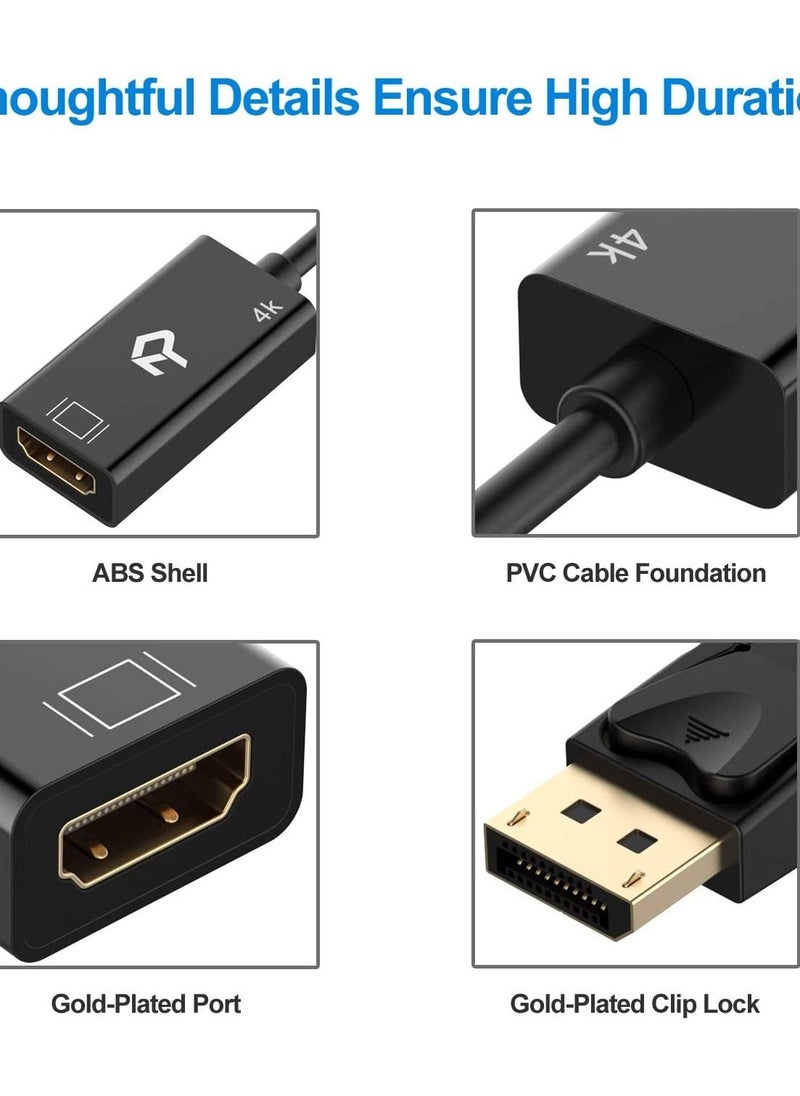 Rankie - Rankie DisplayPort (DP) to HDMI Adapter, 4K Resolution Ready Converter with Audio (Black) - Image 1