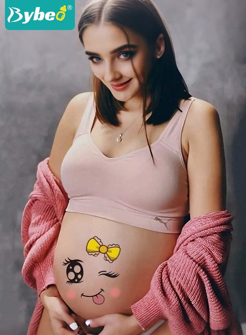 Bybeo 10 Sheets Pregnancy Belly Stickers, Pregnancy Photo Booth Props Set, Funny Facial Expression Maternity Baby Stickers for Expectant Mothers, Baby Shower Maternity Gifts - Image 2
