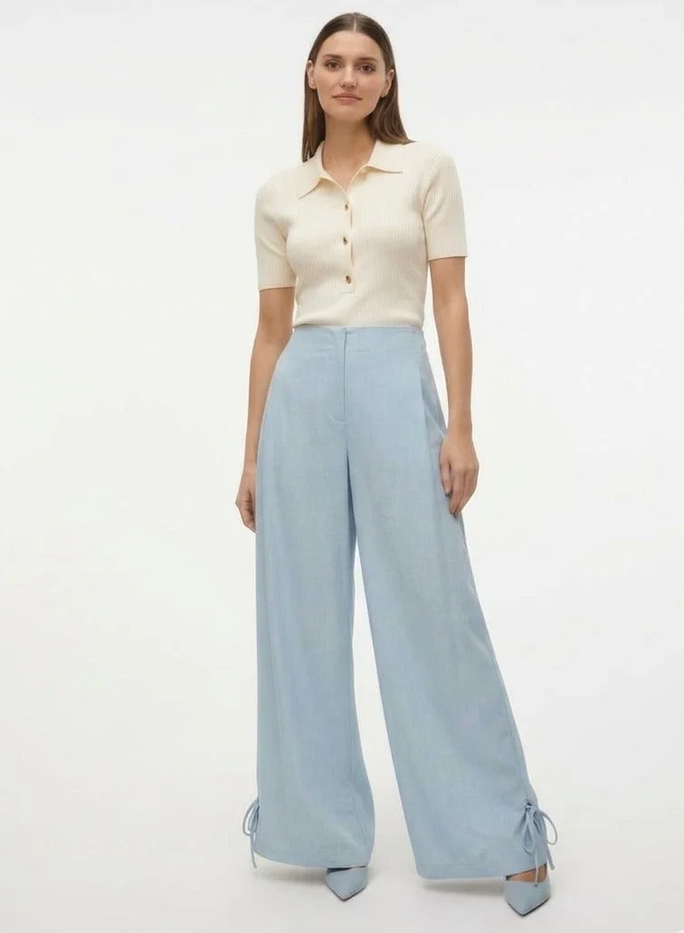 Vero Moda Women's VMANNA High-Waist Straight Tie Trouser Woven
