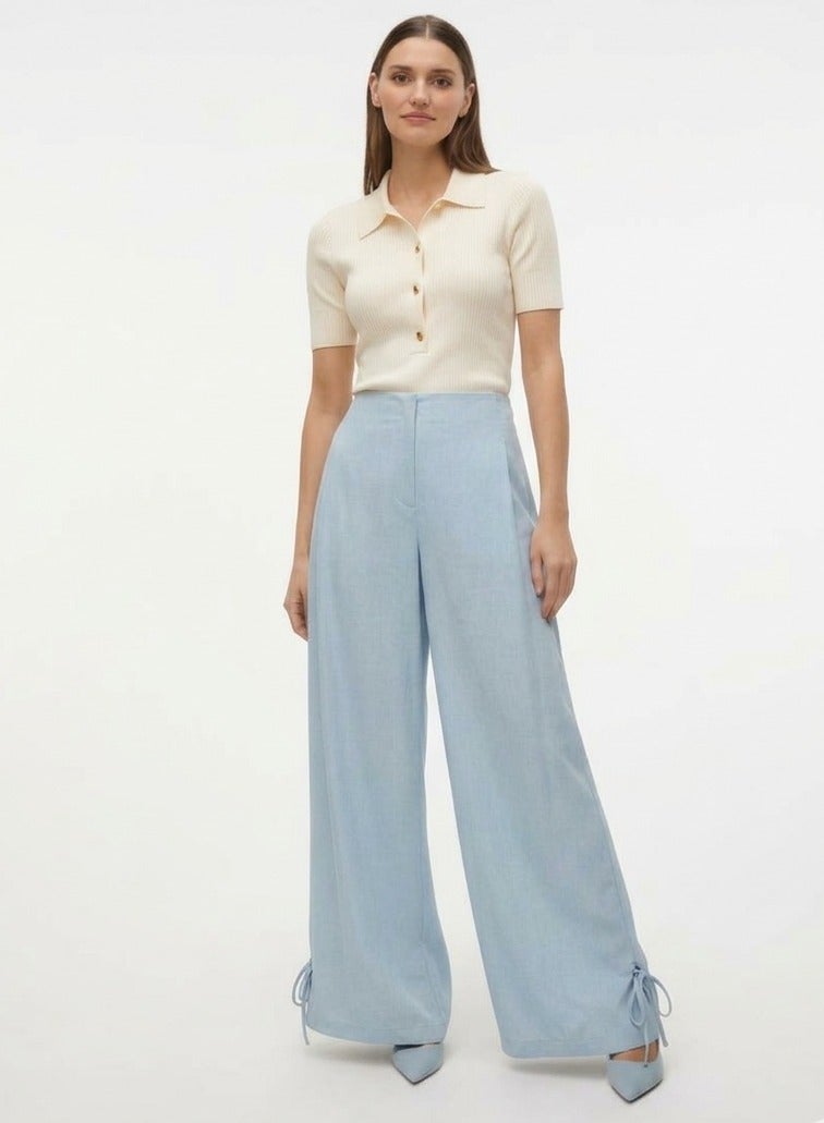 VERO MODA Women's VMANNA High-Waist Straight Tie Trouser Woven - Image 1