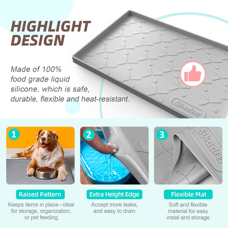 Sika deer SIKADEER Waterproof Under Sink Mat 22x19, Raised Edge Silicone Mat Under Sink Shelf Liner, Sink Protector Kitchen Cabinet Tray for Bathroom Vanity and Small Cabinets, Cat Food Mat - Image 2