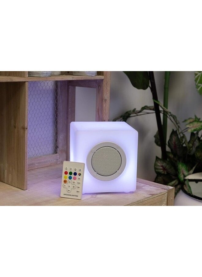 SILVER CREST - Cube Bluetooth Speaker with LED Light and Remote, 15cm, Water-Resistant, Wireless, Rechargeable - Image 1