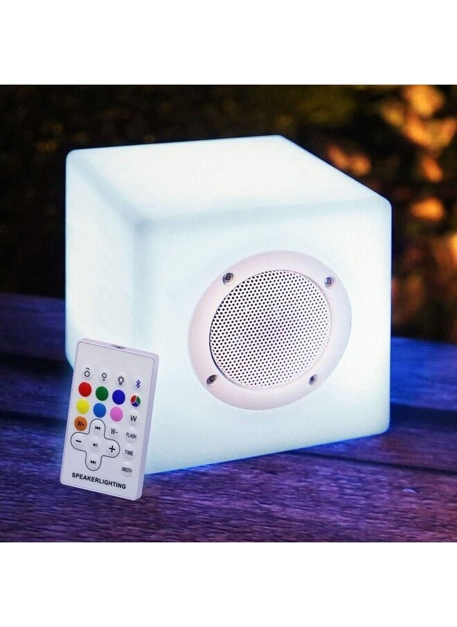 SILVER CREST - Cube Bluetooth Speaker with LED Light and Remote, 15cm, Water-Resistant, Wireless, Rechargeable - Image 1