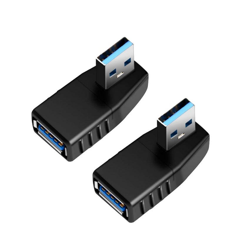 Oxsubor USB 3.0 Adapter 90 Degree Male to Female Coupler Connector Plug Left Right Up Down Angle (USB 3.0 Adapter Left 2PCS) - Image 1