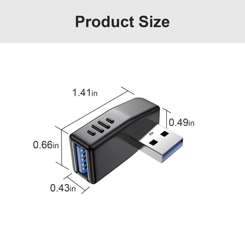 Oxsubor USB 3.0 Adapter 90 Degree Male to Female Coupler Connector Plug Left Right Up Down Angle (USB 3.0 Adapter Left 2PCS) - Image 5