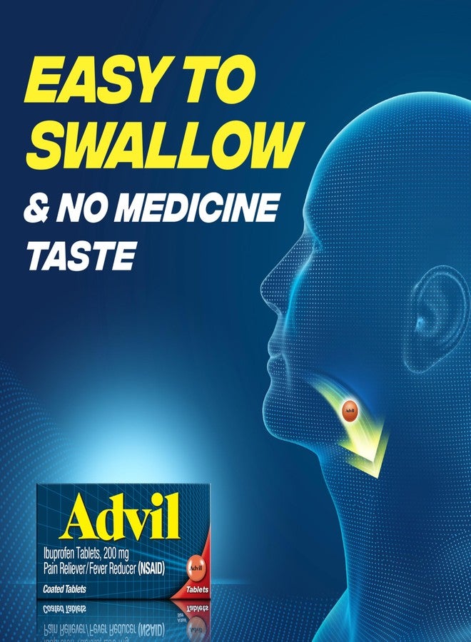 Advil Pain Reliever and Fever Reducer, Pain Relief Medicine with Ibuprofen 200mg for Headache, Backache, Menstrual Pain and Joint Pain Relief - 100 Coated Tablets - Image 5