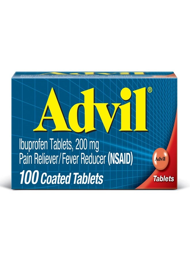 Advil Pain Reliever and Fever Reducer, Pain Relief Medicine with Ibuprofen 200mg for Headache, Backache, Menstrual Pain and Joint Pain Relief - 100 Coated Tablets - Image 1