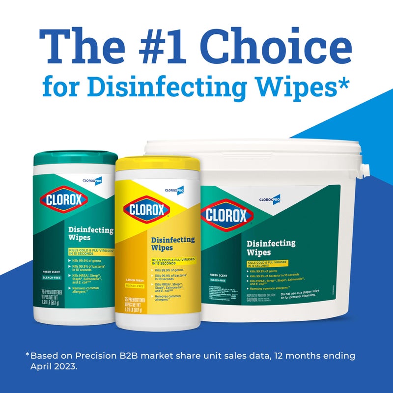 CloroxPro Clorox Disinfecting Wipes, Lemon Fresh, 75 Count (Package May Vary) - Image 5