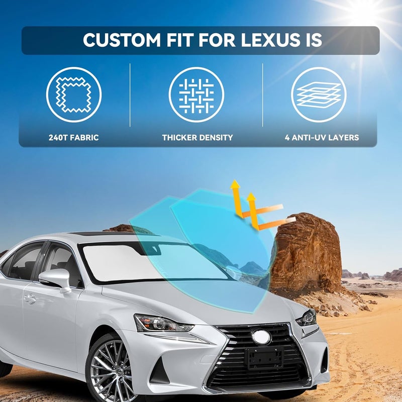 ZOIBV 4 Layers Windshield Sun Shade for Lexus IS 2014-2020 - Custom Fit UV Protection - Image 2