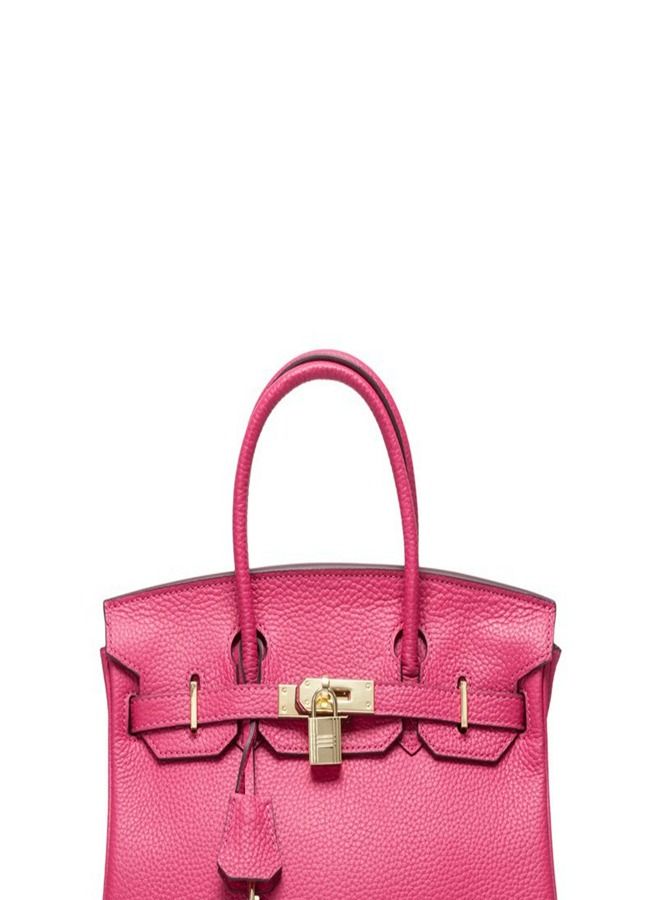 Loquat Gold Buckle Leather Handbag Pink  - Image 2