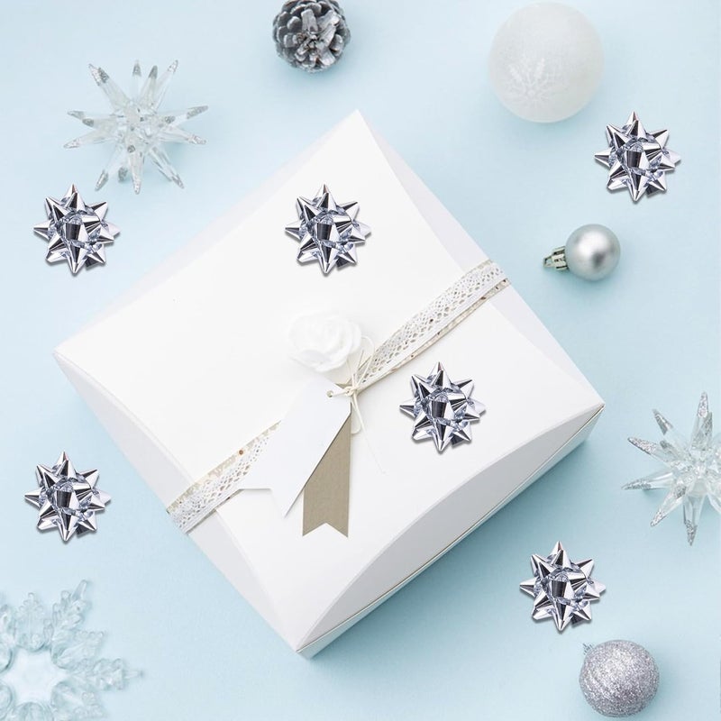 Iceyyyy 100 Pcs Mini Bows-1 Inch Silver Metallic Star Gift Bows-Tiny Adhesive Present Bows for Christmas Holiday Party Decoration DIY Gifts Wrapping - Image 5