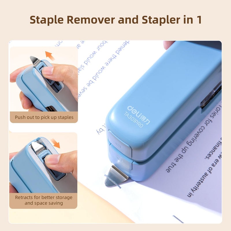 deli Stapler, Desktop Staplers with Integrated Staple Remover, 45 Sheet Capacity Office Stapler, 2 Pack, Blue - Image 5