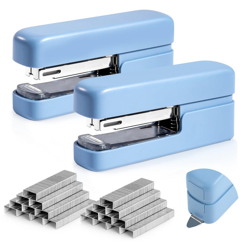 deli Stapler, Desktop Staplers with Integrated Staple Remover, 45 Sheet Capacity Office Stapler, 2 Pack, Blue - Image 1
