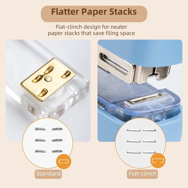 deli Stapler, Desktop Staplers with Integrated Staple Remover, 45 Sheet Capacity Office Stapler, 2 Pack, Blue - Image 3