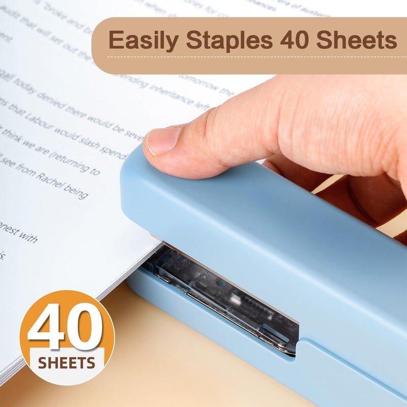 deli Stapler, Desktop Staplers with Integrated Staple Remover, 45 Sheet Capacity Office Stapler, 2 Pack, Blue - Image 2