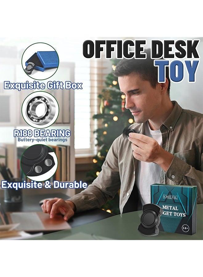 2pc Black+Silver Fidget Spinner Toy for Adult, 3in1: Slider Clicker Spinner, Metal Magnetic Figette for Autism ADHD Autistic Desk Office Stress Anxiety Relief Items Classroom Cool Gadget Gift for Teen - Image 4