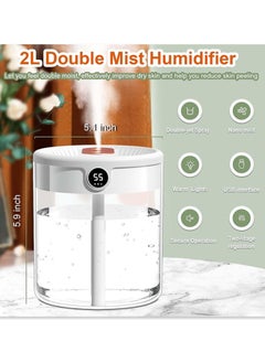 Generic 2L Air Humidifier with humidity display,Auto Shut-Off Humidifiers for Large Room, 3 adjustment modes Humidifier with Night Light Function, lasts 20hs  - Image 2